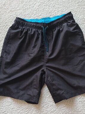 NWOT Ocean Pacific OP Men's Black Drawstring Swim Trunks - Size Medium